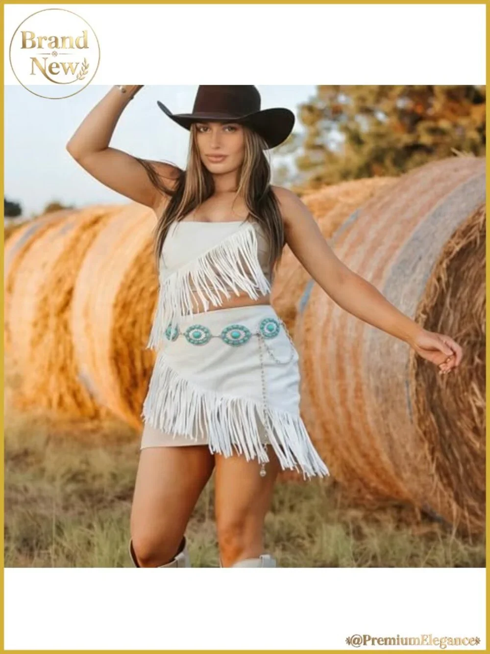 Western Metal Concho Chain Belt Adjustable Waist for Dresses Jeans Concerts